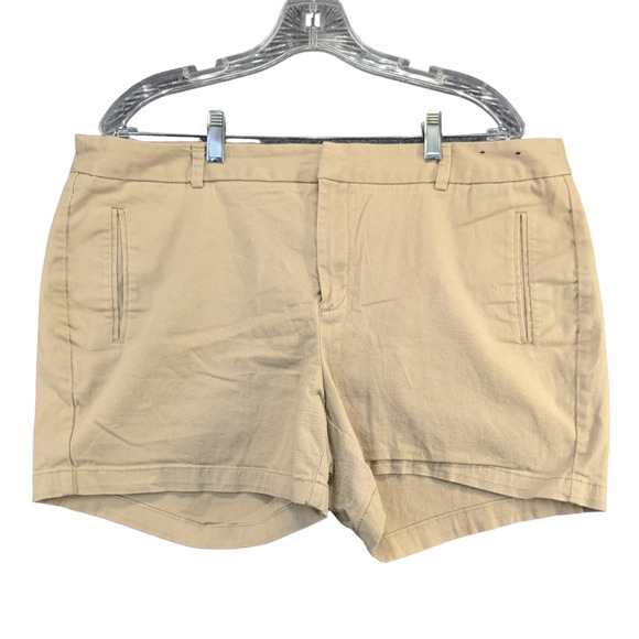 ANA Women's Twill Chino Shorts Tan Size 16W Cotton Spandex Blend Slash Pockets - Picture 1 of 13